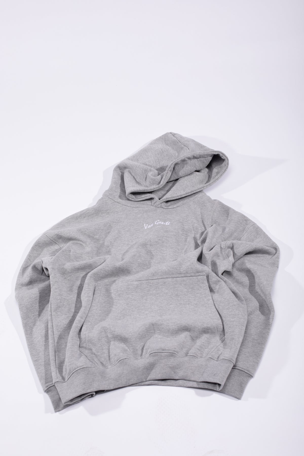 Sirb Hoodie: grey hoodie with four textured embroidered doves in red, black, white and green (view 2)